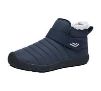 Ladies Snow Boots Waterproof Fur Lined Winter Boots Womens Warm Flat Slip on Shoes Comfortable Walking Boot Outdoor Trekking Booties Hiking Booties for Camping Climbing Running Size 3-8 Blue