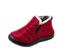 Ladies Snow Boots Winter Boots Short Booties Women Flat Couple Water Warm Winter Men Velvet Women's Booties Flat (Red, 5)