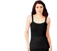 Ladies Snowdrop Thermal Black /White French V Neck Spencer Underwear soft Vest Tops, pantee, Long Johns Camisole Vest Winter (UK, Alpha, M, Regular, Regular, Black French Round Neck Spencer)