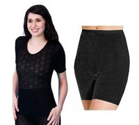 Ladies Snowdrop Thermals 2-Piece Set - Short Sleeve Vest & Pantee - Soft Cotton Blend Base Layer - Black, Cream & White - Thermal Underwear for Women (Black, M)