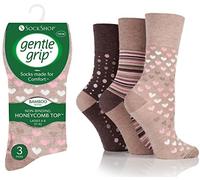 Ladies Sock Shop Gentle Grip Bamboo Socks Natural Mixed