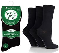 Ladies Sock Shop Gentle Grip Bamboo Socks Plain Black