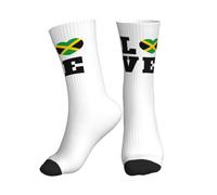 Ladies Socks 40cm Love Jamaica Flag Jamaican Heart Fun Socks Warm Work Socks Unique Boot Socks For Teenager, Christmas, Halloween