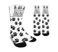 Ladies Socks 40cm Shepherd German Dog Paw Print Black And Pattern Dress Socks Colorful Winter Socks Cool Crazy Crew Socks For Hiking, Christmas, Halloween