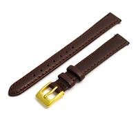 Ladies Soft Genuine Leather watch Strap Band 10mm, Brown, Gilt (Gold Colour) buckle