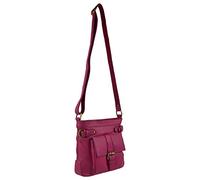 Ladies Soft Leather Cross Body Shoulder Bag by Bolla Bags Classic Handbag Fuchsia