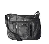 Ladies soft Leather Shoulder Bag In Black Adjustable Strap
