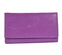 Ladies Soft Real Nappa Leather Long Flap-over Purse with Inner Flap pockets (Lilac)