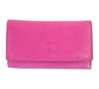 Ladies Soft Real Nappa Leather Long Flap-over Purse with Inner Flap pockets (Lilac / Dark Brown / Mid Brown / Navy / Turquoise / Black) (Cerise Pink)