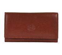 Ladies Soft Real Nappa Leather Long Flap-over Purse with Inner Flap pockets (Mid Brown)
