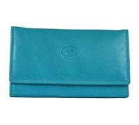 Ladies Soft Real Nappa Leather Long Flap-over Purse with Inner Flap pockets (Turquoise)