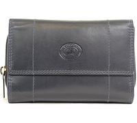 Ladies Soft Real Nappa Leather Zip-Around Purse with Front Flap and Double Credit Card Swing Section (Lilac/Dark Brown/Dark Red/Mid Brown) (Navy)