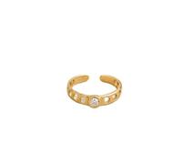 Ladies Solid 9ct Yellow Gold Cubic Zirconia Heart Toe Ring | Adjustable Open Band | Embossed Love Hearts | Rub Over Set CZ | Hallmarked Gold Jewellery