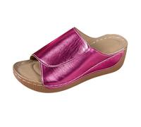 Ladies Solid Color Open Toe Sandals, Thick Sole, Casual, Comfortable, Summer, S-3XL#M Hot Pink