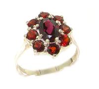 Ladies Solid Sterling Silver Natural AAA Grade Garnet Cluster Ring - Size Z