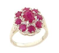 Ladies Solid Sterling Silver Ring, Natural 3.3ct Ruby Cluster Ring - Size Z