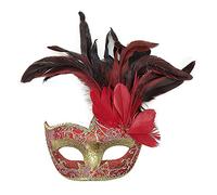 Ladies Sparkling Feather Mask Mysterious Venetian Mask Half Face Masked Ball Masks for Women COS Eye Masks with Flower Decor for Halloween Carnival Costume Theme Fancy Dress Prom Dance Christmas Party