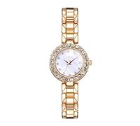 Ladies Sparkling Round Rhinestone Quartz Analog Watch, Bracelet Style Wristwatch for Daily Party and Date
