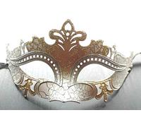 LADIES SPARKLING WHITE AND GOLD RIALTO VENETIAN MASQUERADE CARNIVAL PARTY EYE MASK