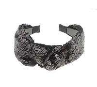 Ladies Sparkly Sequin Covered Evening Party Top Knot Headband Alice Band (Black)