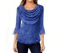 Ladies Sparkly Tops, Women's Sequin Tops Going Out Wrap Neck Sparkling Shiny 3/4 Split Sleeve Blouses Shimmer Glitter Tee Shirts Elegant Mesh Tunic Top Evening Party Cocktail T-Shirt