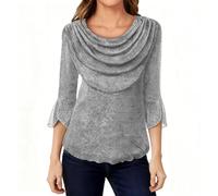 Ladies Sparkly Tops, Women's Sequin Tops Going Out Wrap Neck Sparkling Shiny 3/4 Split Sleeve Blouses Shimmer Glitter Tee Shirts Elegant Mesh Tunic Top Evening Party Cocktail T-Shirt