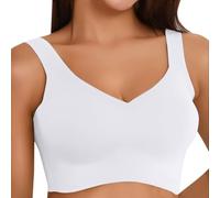 Ladies Sports Bras Wireless Bras for Women Stretch Comfort V Neck Seamless Daily Wear Bralette Lightweight Sleep Yoga Running High Impact Sports Bra with Removable Pads White,XL