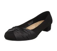 Ladies Spot On Block Heel Formal Satin Bow Slip On Court Shoes F9R0150