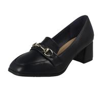 Ladies Spot On Buckle Detailed Slip On Mid Heel Court Shoe "F9R0154"