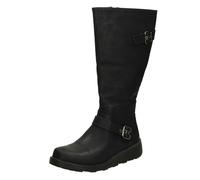 Ladies Spot On Buckle Detailed Wide Fit Knee High Boots F5R1202