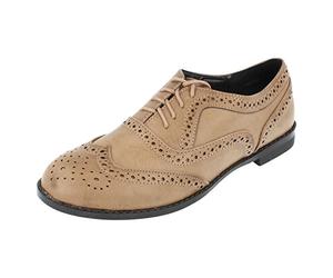 Ladies Spot On Casual Brogue Style Shoes - Taupe - Size 6 UK / 39 EU