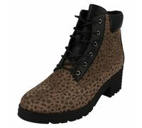 Ladies Spot On Casual Winter Lace Up Animal Pattern Ankle Boots F5R1021