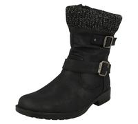 Ladies Spot On F5R1182 Warm Lined Buckle Detailed Mid Calf Boots