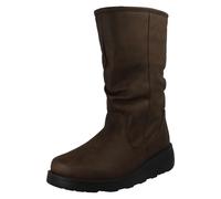 Ladies Spot On Fur Lined Zip Up Wide Fit Wedge Heel Mid Calf Boots - F4R466