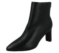 Spot On Ladies Spot On High Heel Leather Ankle Boots with Pointed Toe Inside Zip F51213 - Black - UK 4