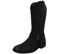 Ladies Spot On Low Block Heel Cowboy Boots Strap F5R1234
