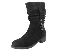 Ladies Spot On Low Heel Microfibre Zip Mid Calf Boots F5R1254