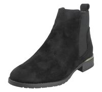 Ladies Spot On Low Heel Wide Fit Elastic Gussest Zip Ankle Boots - F5R1195