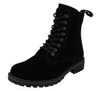 Ladies Spot On Low Lace Up Ankle Boot with Inside Zip F5R1206