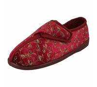 Ladies Spot On LVSW Washable Floral Detail Hook & Loop Slippers