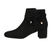Ladies Spot On Microfibre Zip Up Block Heel Casual Ankle Boots: F51235