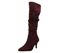 Ladies Spot On Microfibre Zip Up Block Heel Knee High Boots "F5R1243"