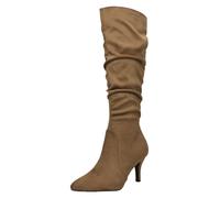 Ladies Spot On Microfibre Zip Up Block Heel Knee High Boots - F5R1243