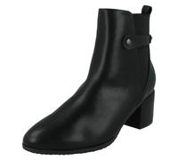 Ladies Spot On Mid Block Heel Ankle Boots with Back Strap - F5R1239