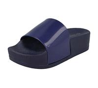 Ladies Spot On Open Toe Sandals F10465 - Navy Synthetic Patent - UK Size 6 - EU Size 39 - US Size 8