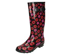 Ladies Spot On Printed Lips Wellington Boots