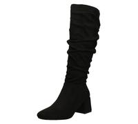 Ladies Spot On Rouched Mid Block Heel Knee High Boots 'F5R1242'