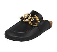 Ladies Spot On Slip On Sliders Slippers Chain Detailed Casual Sandals "F80541"