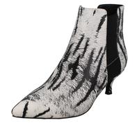 Ladies Spot On Synthetic Pull On Animal Print Ankle Boots