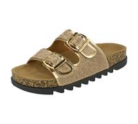 Spot On Ladies Wide Fit Slider Sandals F12009 - Rose Gold Synthetic - UK Size 5 - EU Size 38 - US Size 7